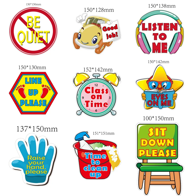 9pcs/set Big Size Cartoon Cards Classroom Management English Class Props Teacher Teaching Tools Children Quiz Game Learning Toys