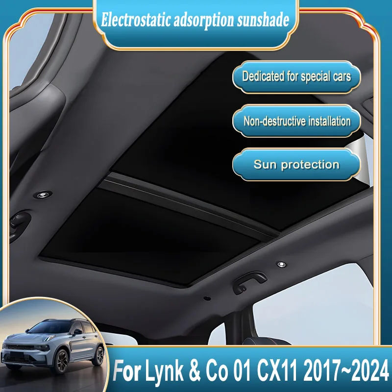 

Car Sunroof Sunshade For Lynk & Co 01 2023 CX11 2017~2024 2022 Accessories Electrostatic Suede Silicone Sunshade Roof Protection