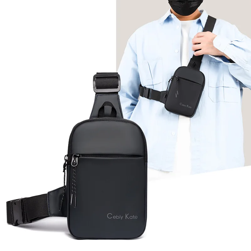 Men's waterproof leather film ultra-light small chest bag square casual sports multi-functional waist bag