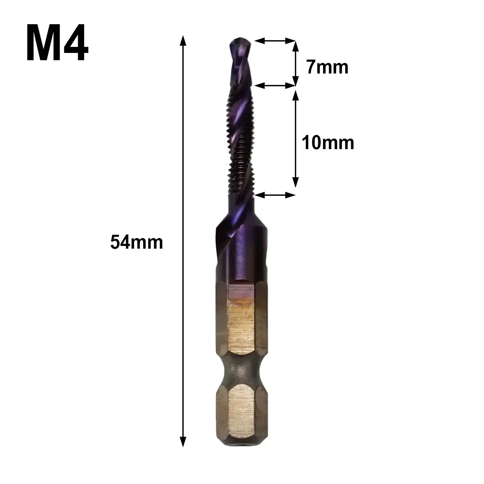 Broca de grifo, vástago hexagonal, broca de tornillo HSS, máquina de tornillo de grifo compuesto púrpura, herramientas manuales de M3-M10