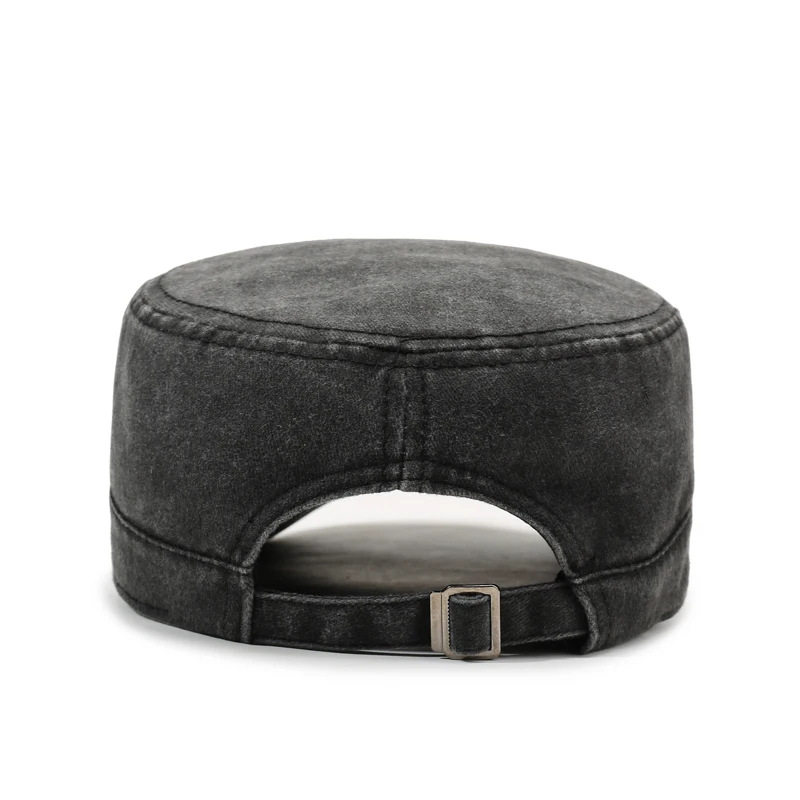 Einfarbige, gewaschene und im Used-Look-Sonnenschutz-Flachkappe für Herren – minimalistisch, stilvoll und vielseitig – Detail 4