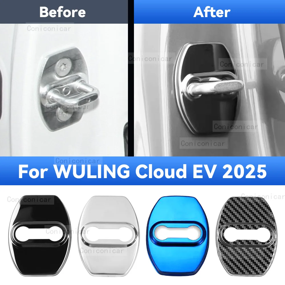 Car Door Lock Protector Cover Stainless Steel For WULING CLOUD EV 2025 Protect Buckle Anti-rust Decoration Accessories