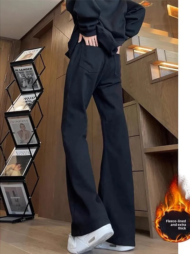 

Мужские джинсы Cleanfit с утепленной флисовой подкладкой, прямые, зауженные, длинные брюки, повседневные, молодежные, черные