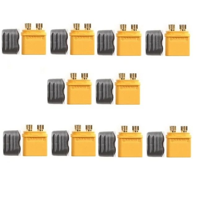 10pcs/5pairs Amass Yellow XT60+ XT60H Plug Connector With Sheath Housing 5 Male 5 Female