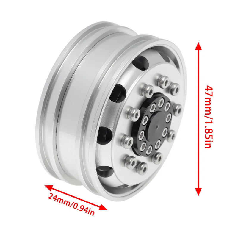 Set lengkap ban roda Tamiya, 6 buah Hub roda depan dan belakang logam untuk 1/14 RC Trailer traktor truk suku cadang Upgrade mob