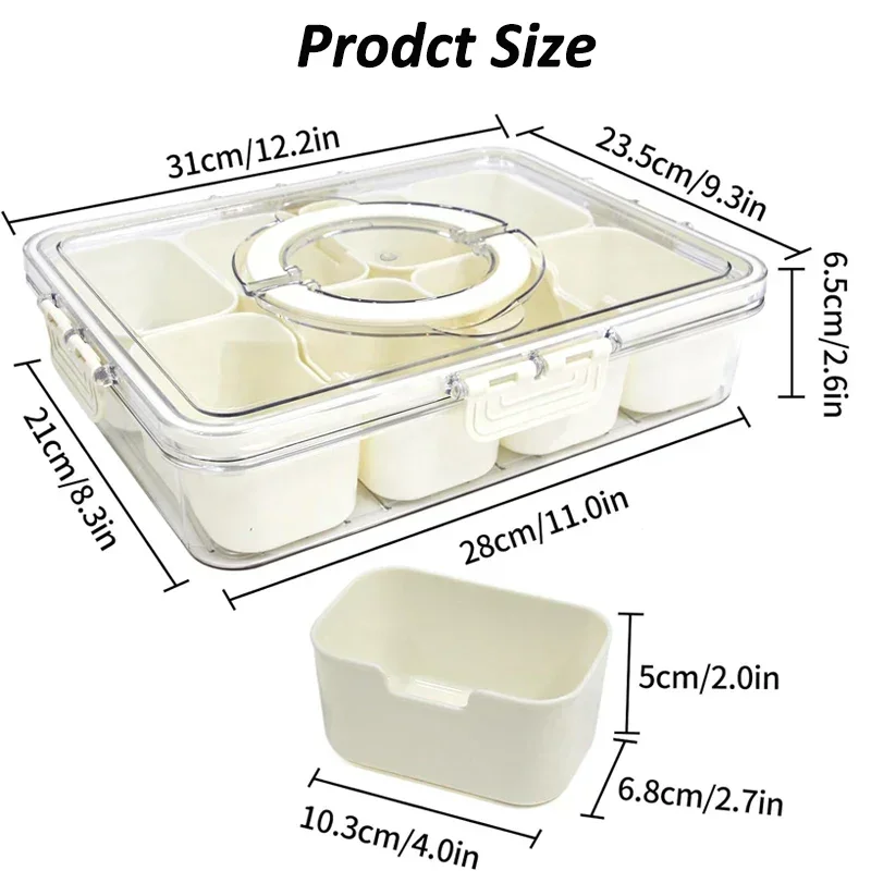 4/8 Grids Portable Food Divided Serving Tray with Lids Nuts Fruits Candy Spice Refrigerator Storage Box Snack Food Container