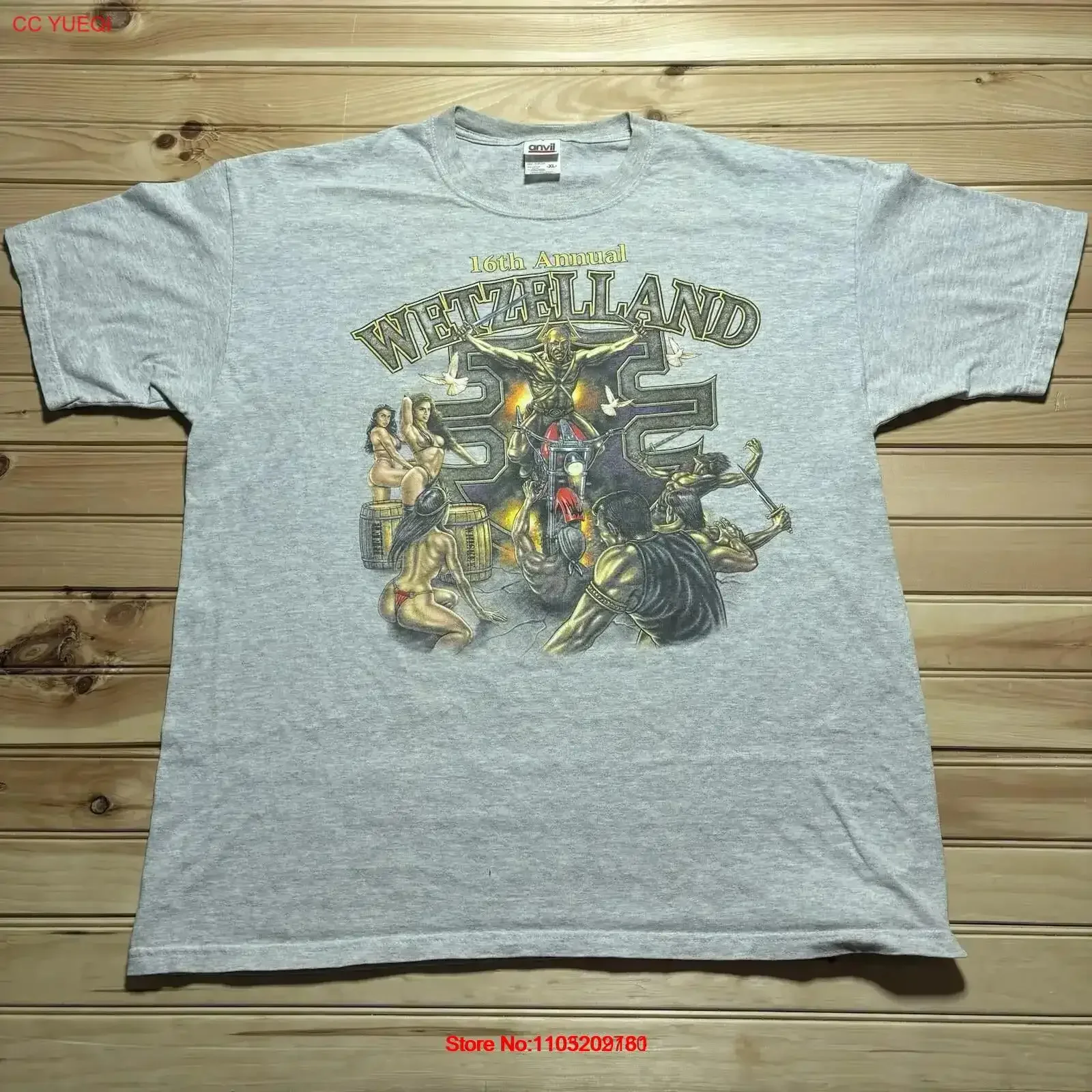 تي شيرت كلاسيكي من Wetzelland رائع ثندربيردز بيكيني لسائقي الدراجات النارية مقاس XL مغسول للارتداء اليومي أنيق #1