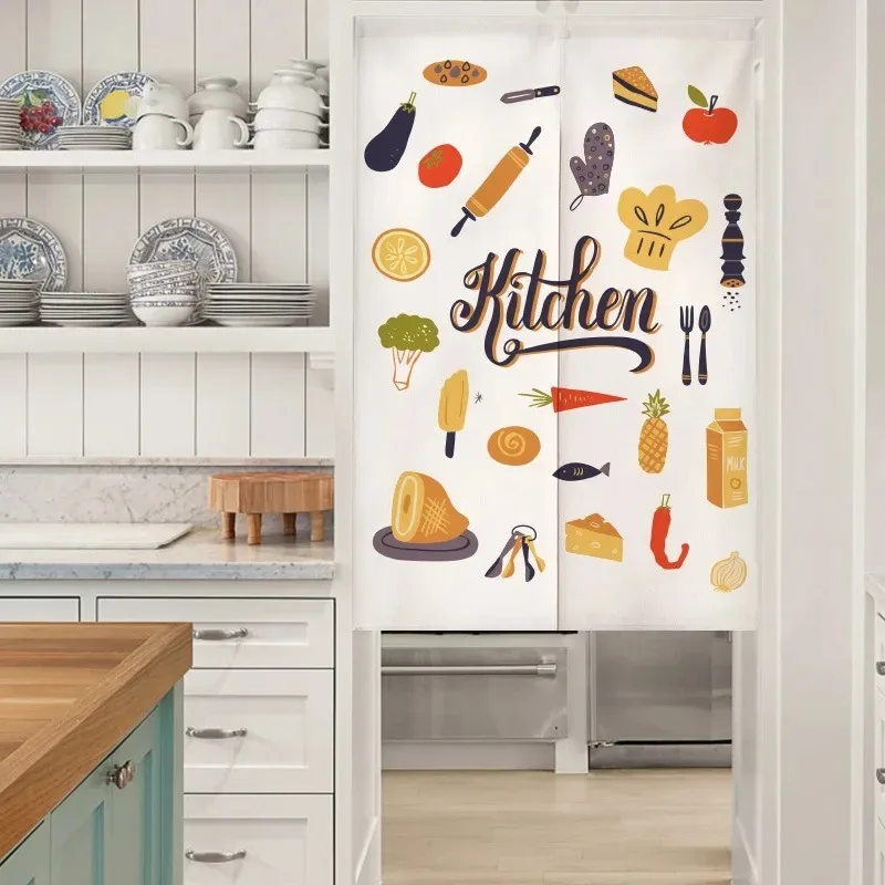 VIKAMA Half-Height Kitchen Curtain, “Have a Wonderful Day” Slogan Room Divider, Kitchen Entry Curtain, No-Drill Room Divider