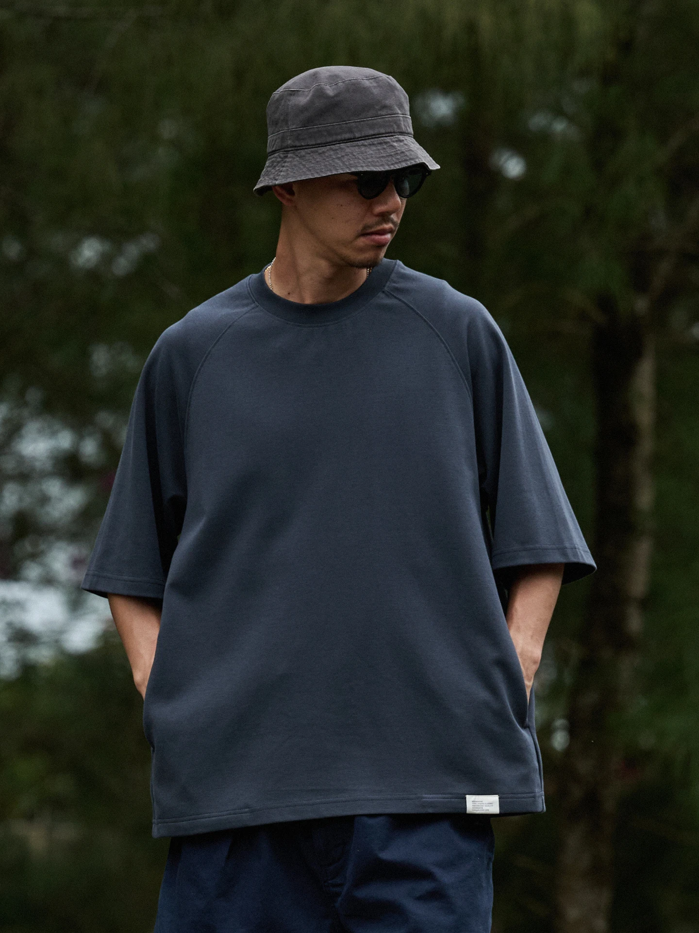 Broshood 26SS Japanese Style Loose Basic  Color Cool Feeling Shoulder Insert Bull Horn Sleeve Double Pocket Short Sleeve...