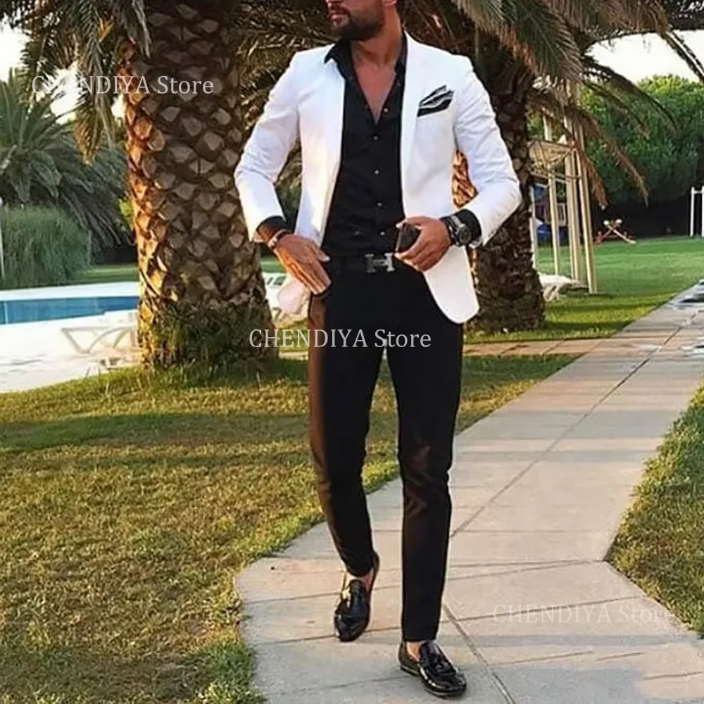 

High Quality Men's Suits Fashion Classic Single Breasted Formal Evening Party Daily Office Male Slim 2 Pieces Jacket With Pants