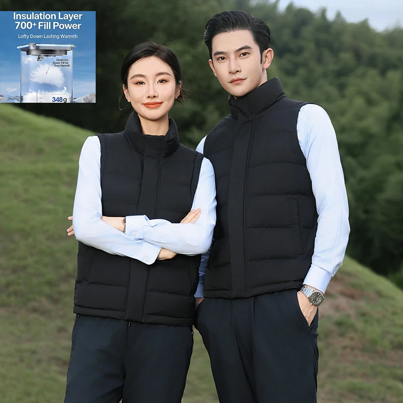 

Unisex Winter Short Down Vest 90% White Duck Down 3-Defense Nylon Material