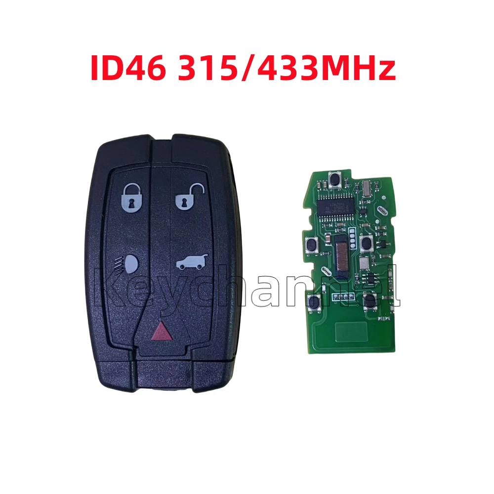 Keychannel 5 Tombol Fob Tanpa Kunci Kunci Mobil Pintar untuk Land Rover Freelander 2 Remote Control ID46 433/315 Mhz dengan Pisau Kunci HU101