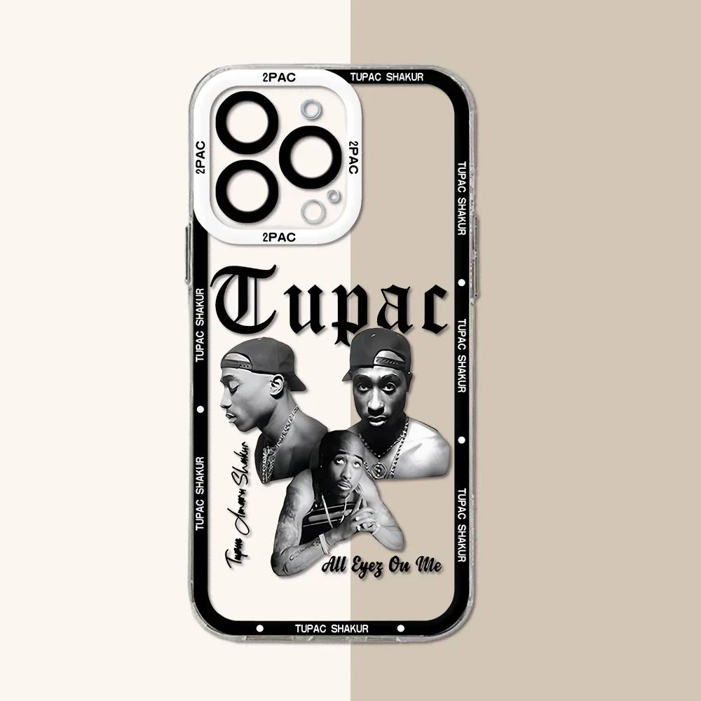 Fashion Rapper 2pac Singer Tupac Phone Case for iPhone 15 14 13 12 11 Pro Max Plus X Xs Max XR SE 2020 8 7 Plus Soft Clear Cover