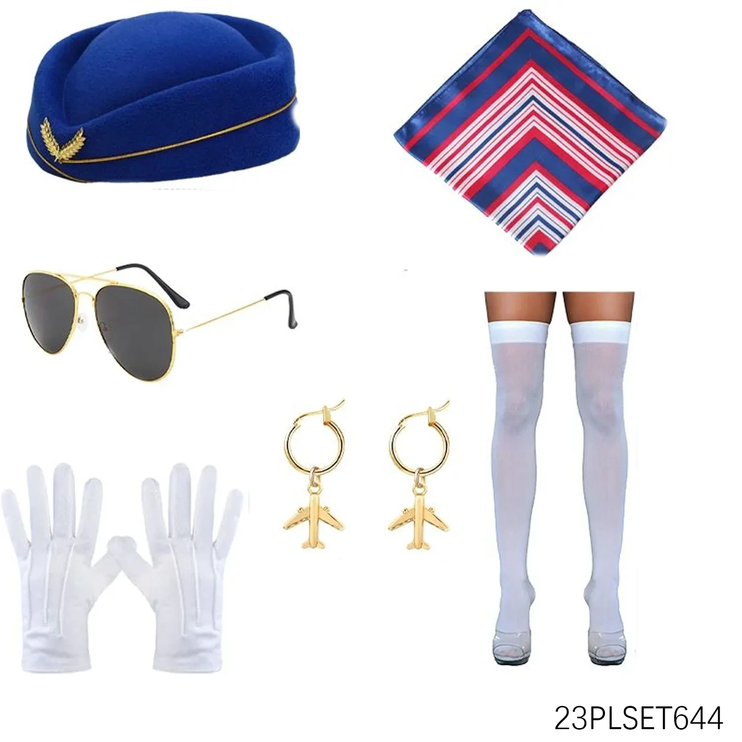 Women\'s Stewardess Costume - Stewardess Costume for Women Women Flight Attendant Hat with Gloves Scarf SunglassesCosplayCostume
