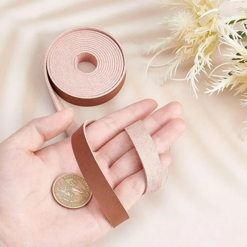 Brown Genuine Leather Strap Strip 1/2 Inch Wide 79 Inch Long Leather Belt Strips Wrap Single Sided Flat Cord for DIY Crafts