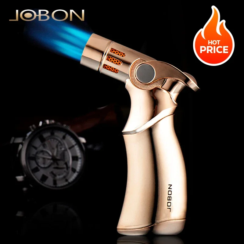 

JOBON Creative Metal Outdoor Windproof Butane Gas Lighter Blue Flame Turbo 4 Torch Jet Cigar Lighter Kitchen Baking BBQ Tools