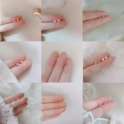 925 Silver Needles Silver Color Simple Small Heart Stud Earrings for Women Hypoallergenic Daily Wear Ear Girls Pierc Gifts