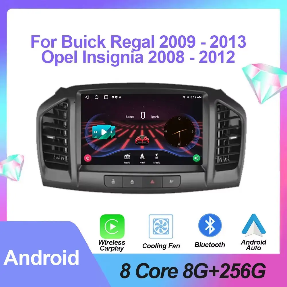 Rádio automotivo android carplay para buick regal 2009 - 2013 /pel insignia 2008 - 2012 navegação gps player de vídeo 5g wifi