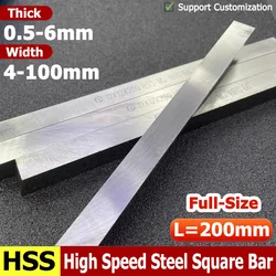 L=200mm High Speed Steel Turning Tools CNC Lathe Turning Tool HSS White Steel Square Cutting Bar Thick 0.5-6mm Width 4-100mm