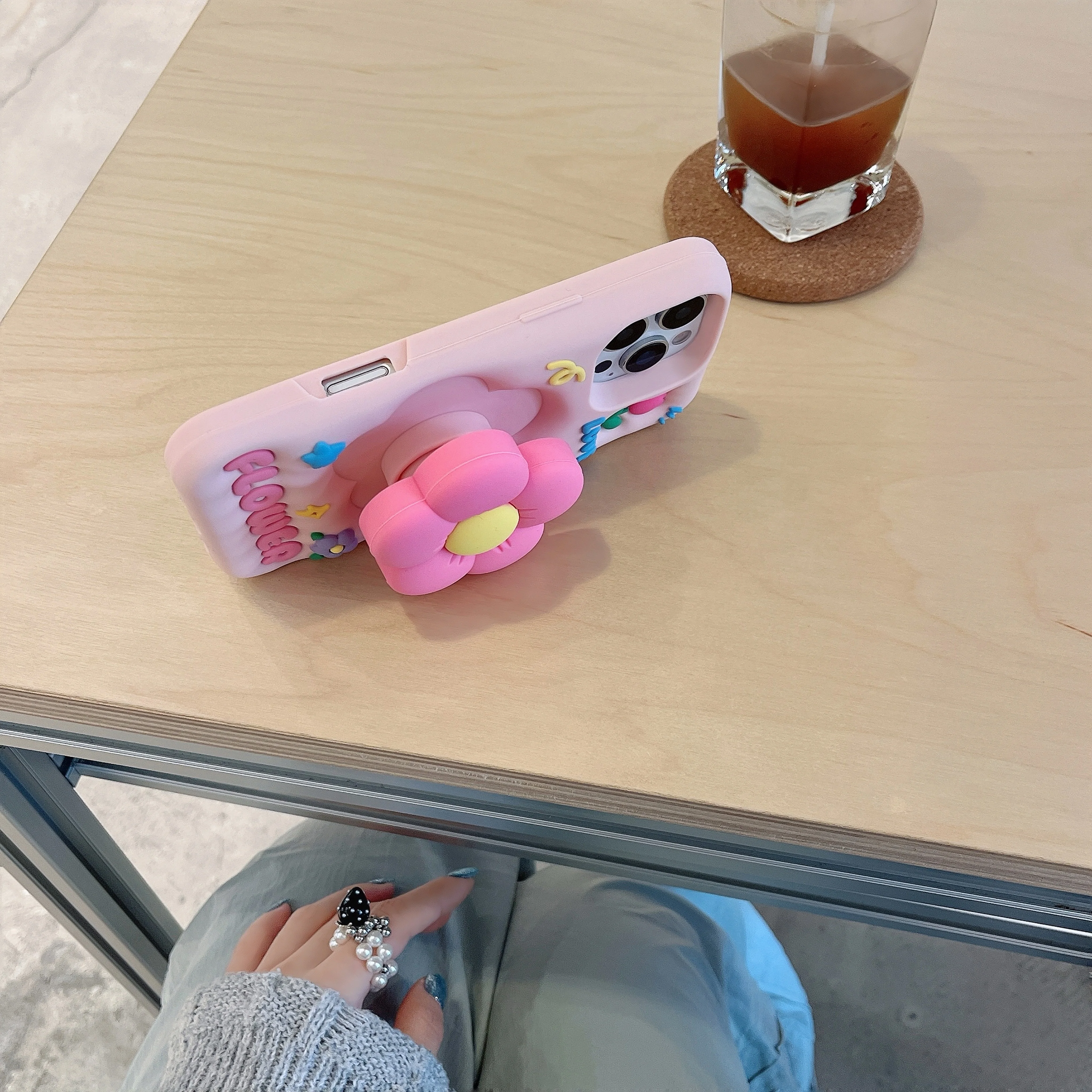 3D Floral Silicone Case for iPhone pro Max/X/XS Max/XR with Stand Holder Bracket Soft Cover for 17/16/15/14/13/12/11 6/6S/7/8 pl view 4