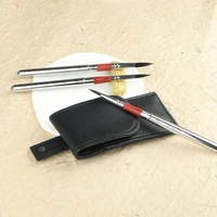 SeamiArt 3pcs/Set Painting Brushes With Portable Pu Brush Bag DivIsible Short Holder Watercolor Journal Paint Brush 5