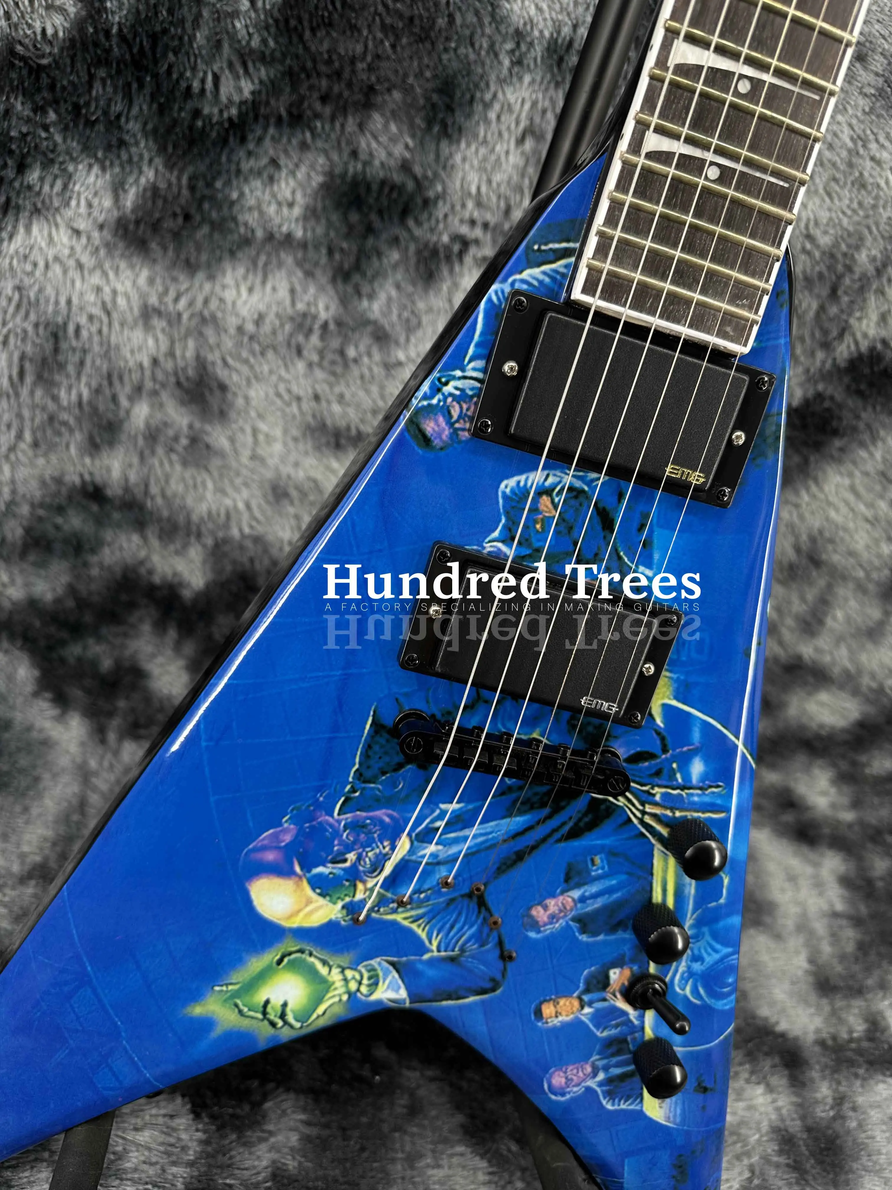 High end decoration, high-end airplane fork shaped electric guitar, green body- Free shipping