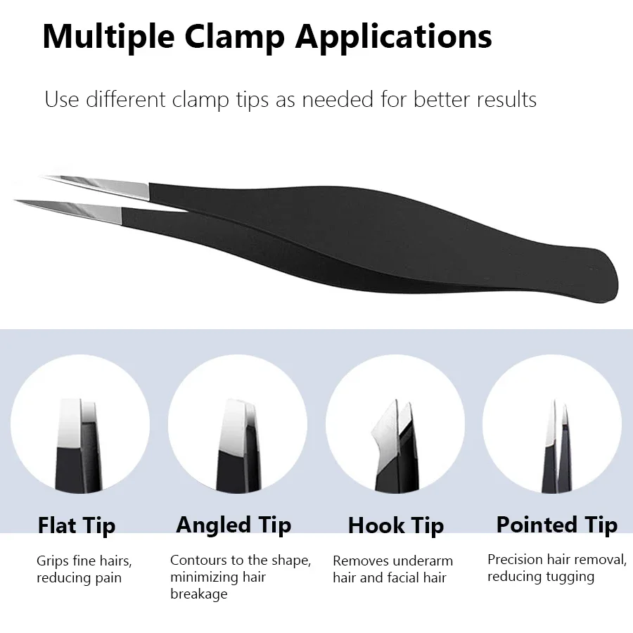 Pinzas de precisión de acero inoxidable para dar forma a las cejas y depilación encarnada, agarre cómodo, herramienta para decoración de uñas