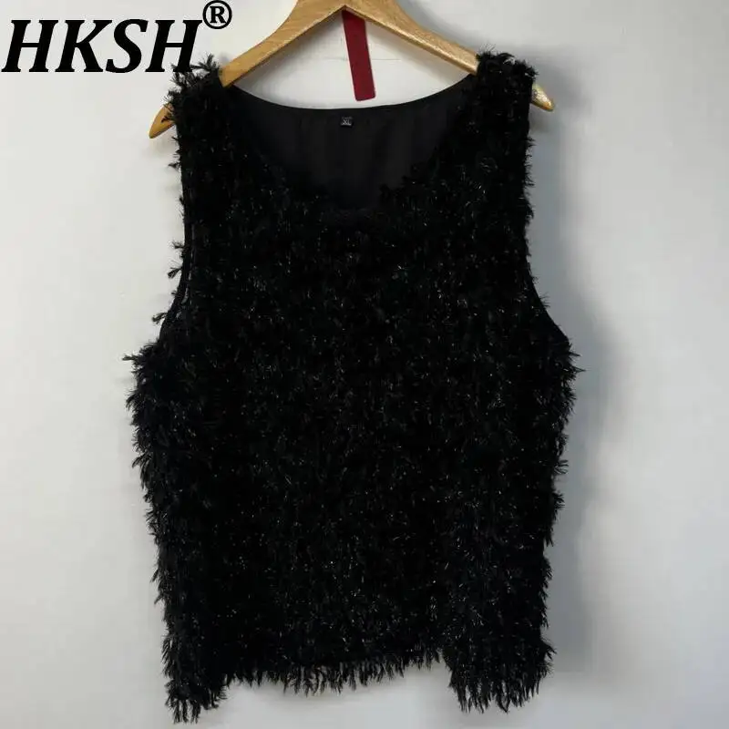 HKSH  Summer New Men's Tide Dark Chic Ins Punk Fringed Textured Waistcoat Trendy Niche Techwear Loose Vest Y2K Tank Tops HK24769