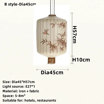 Traditionele Lantaarn Schilderij Hanglamp Handgemaakte Stof Lampenkap Chinese Lantaarn Hotel Bamboe Decor Restaurant Verlichting - afbeelding 1