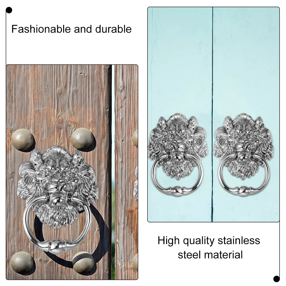 

Lion Head Silver Zinc Alloy Pull Ring Durable Cabinet Handle Door Hardware Decor Gate Pull Vintage