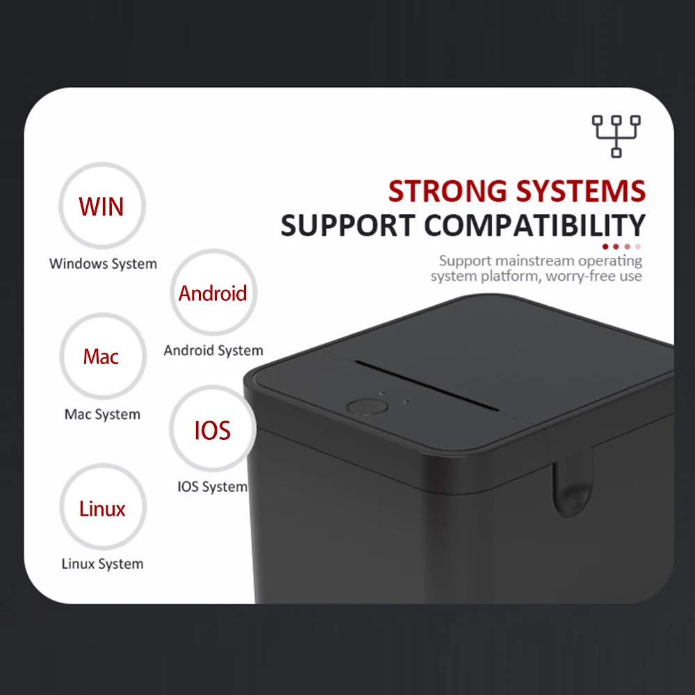 

Receipt Printer Compact Portable USB BT High Speed Printing 58mm Thermal Receipt Printer for Shipping Business Restaurant Kitche