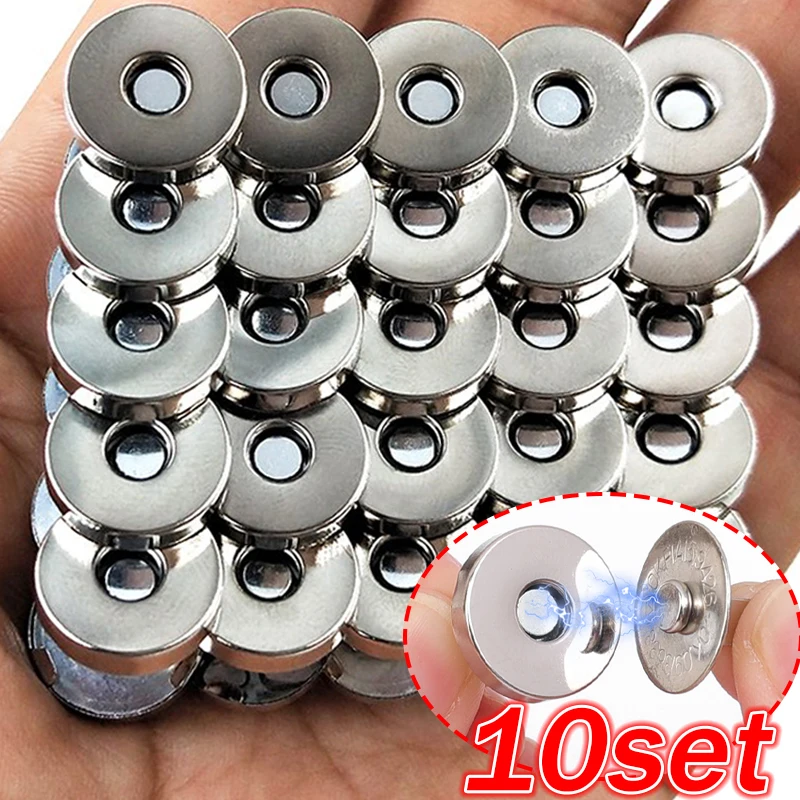 1/10set Magnetic Snap Button Invisible No-stitch Bag Fasteners Clasps Handbag Purse Crafts Parts Mini Wallet Adsorption Buckles