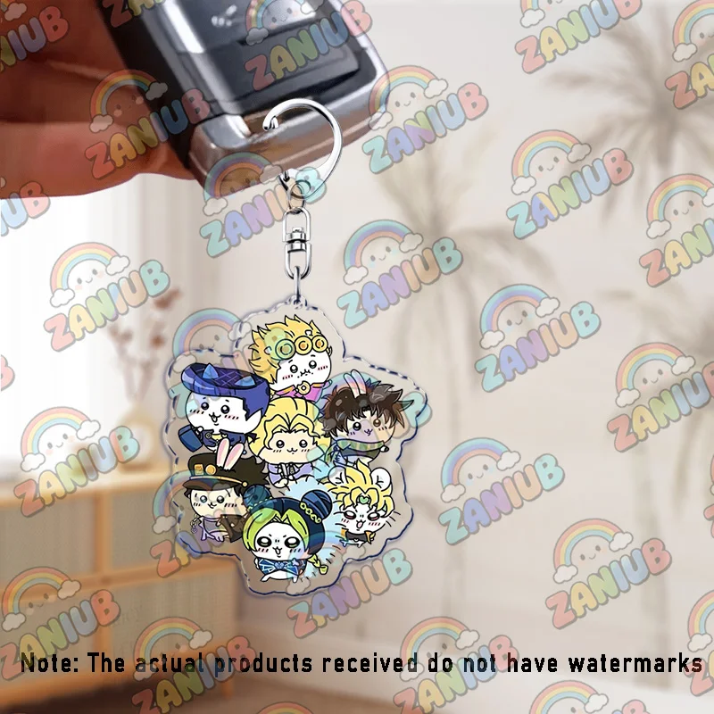 Creative Anime Keychains Bag Charm Kawaii Jotaro Kujo Giorno Giovanna Jolyne Cujoh Cute Cartoon Manga Keyring Fans Friends Gifts
