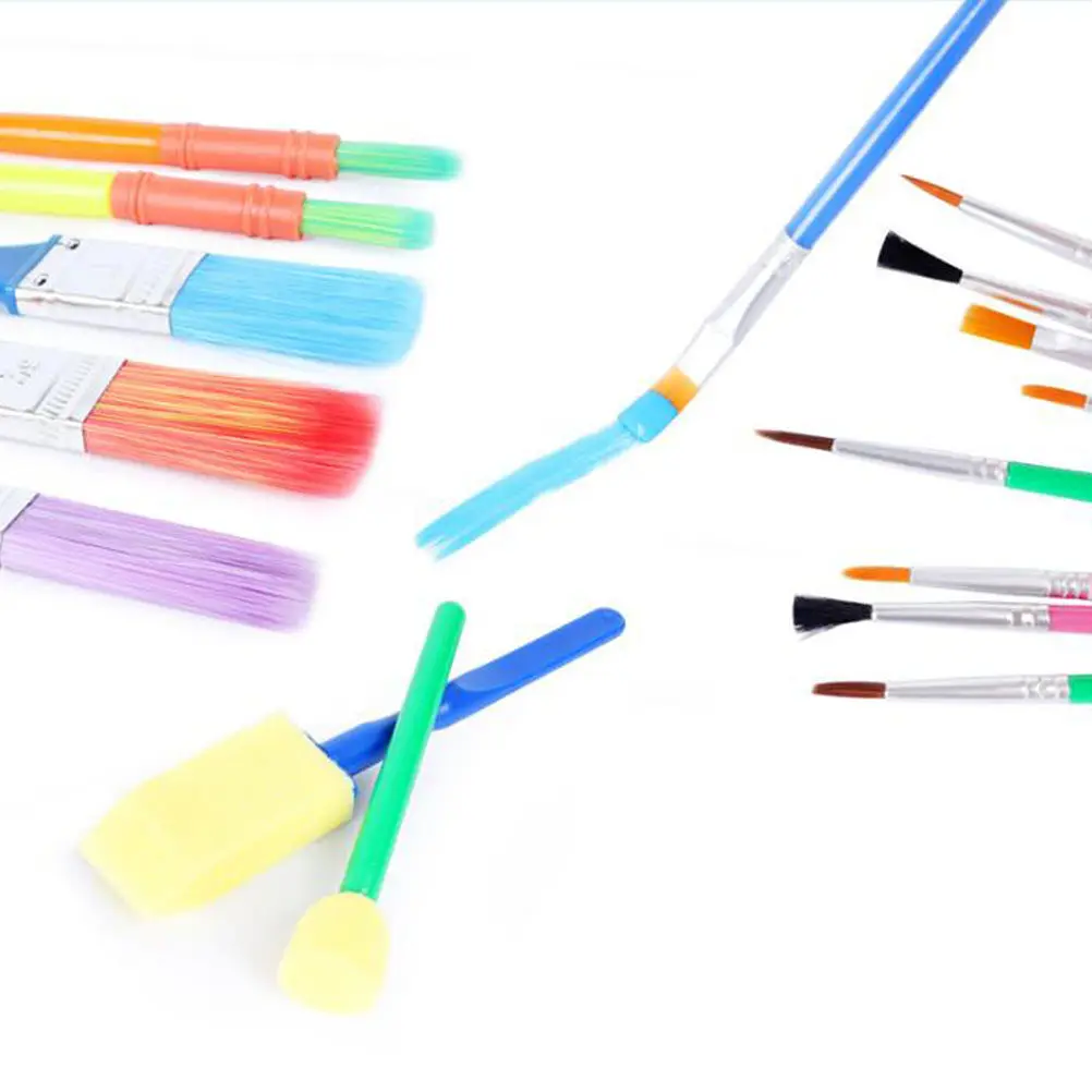15Pcs Colorful Painting Brush Set Plastic Handle DIY Creative Early Education Graffiti Drawing Tools Art