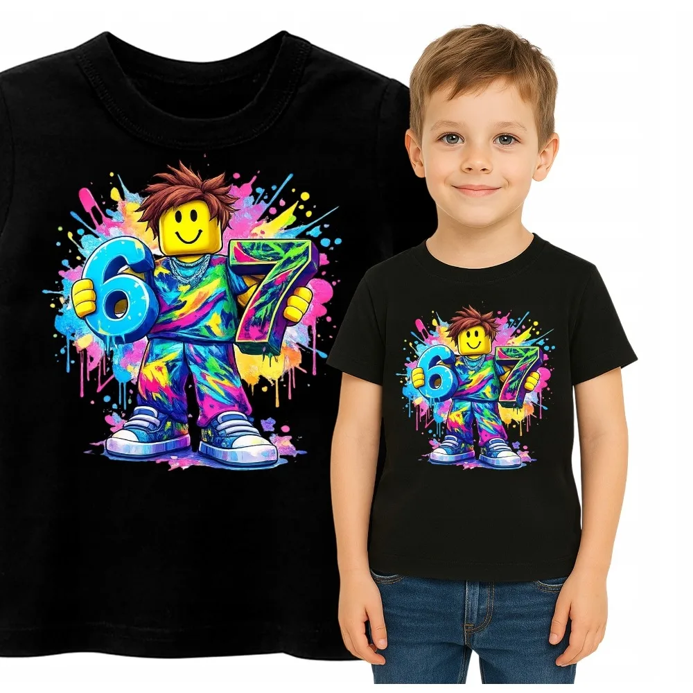 New Roblox Game 67 Digital Print Kids T Shirt for Boys and Girls Casual Short Sleeve Tee Childrens Birthday Graphic Cotton Tops