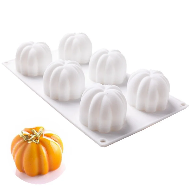 6 Cavity Halloween Pumpkin Silicone Cake Mold for Chocolate Mousse Ice Cream Jelly Pudding Dessert Bakeware Pan Decorating Tools