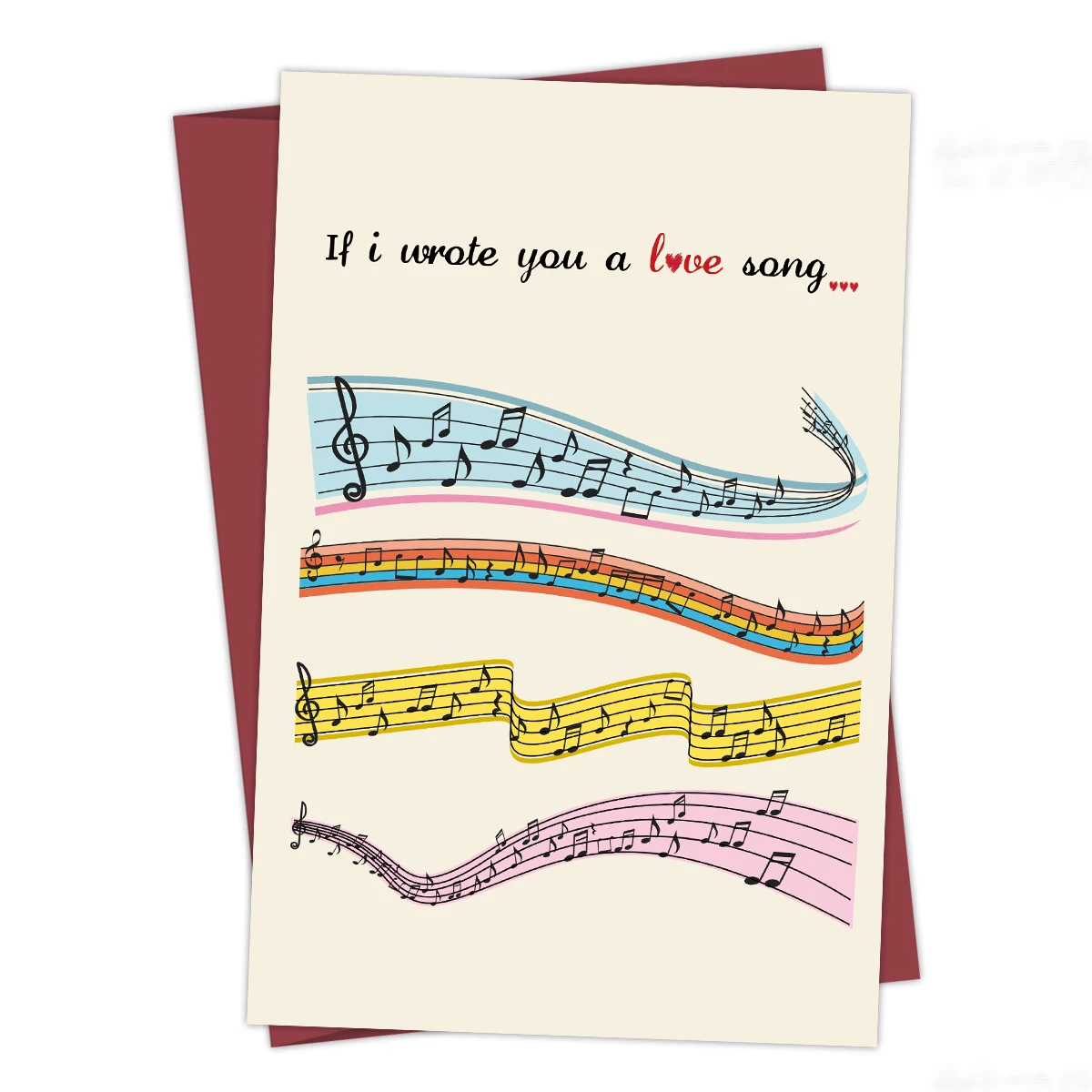 1pc Colorful Music Note Love Song Greeting Card with Envelope, Valentine's Day Card,Romantic Gift Card,Perfect for Anniversaries