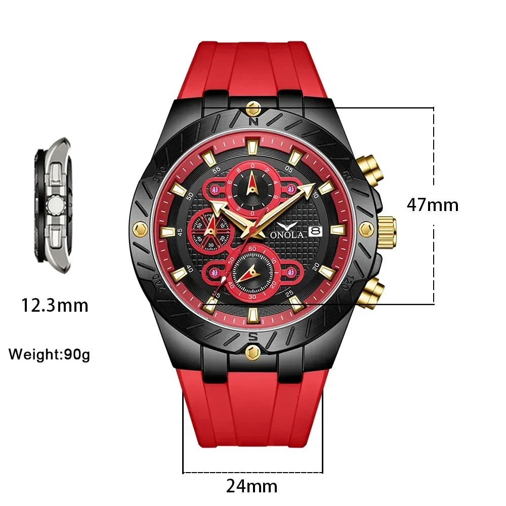 ONOLA 6857 Fashion Sports Quartz Men's Watch Luminous Waterproof Chronograph Calendar Watches for Men Relogios Masculino Часы