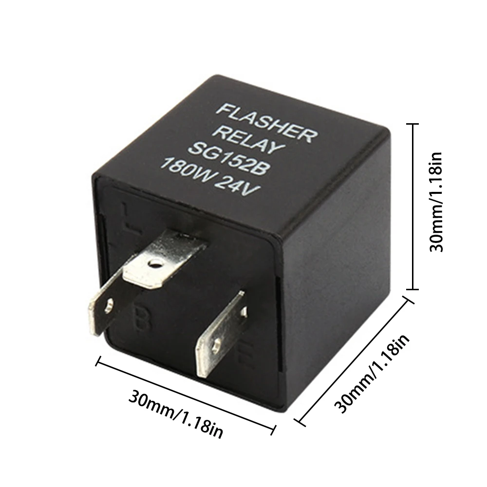 SG152B Flasher Relay 3 Pin Adjustable LED Flasher Relay Turn Signal Light Blinker Universal 12V 24V Automobiles and Motorcycles