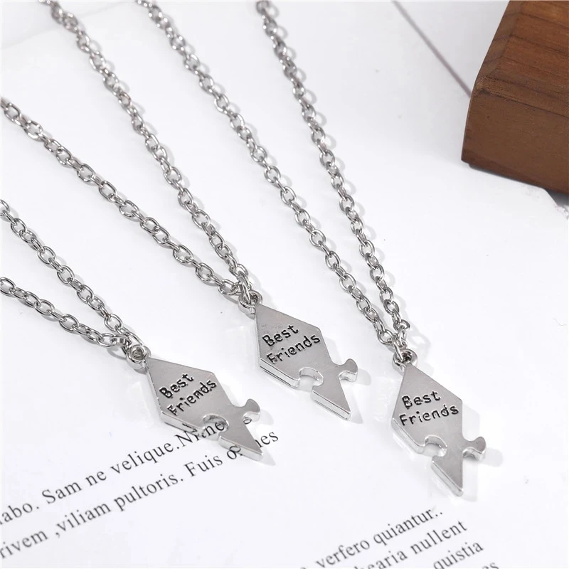 3/4/5/6/7/8/9/10PCS Best Friend Pendant Necklace For Women Adjustable Choker Chain FF Forever Friendship Jewelry Gift