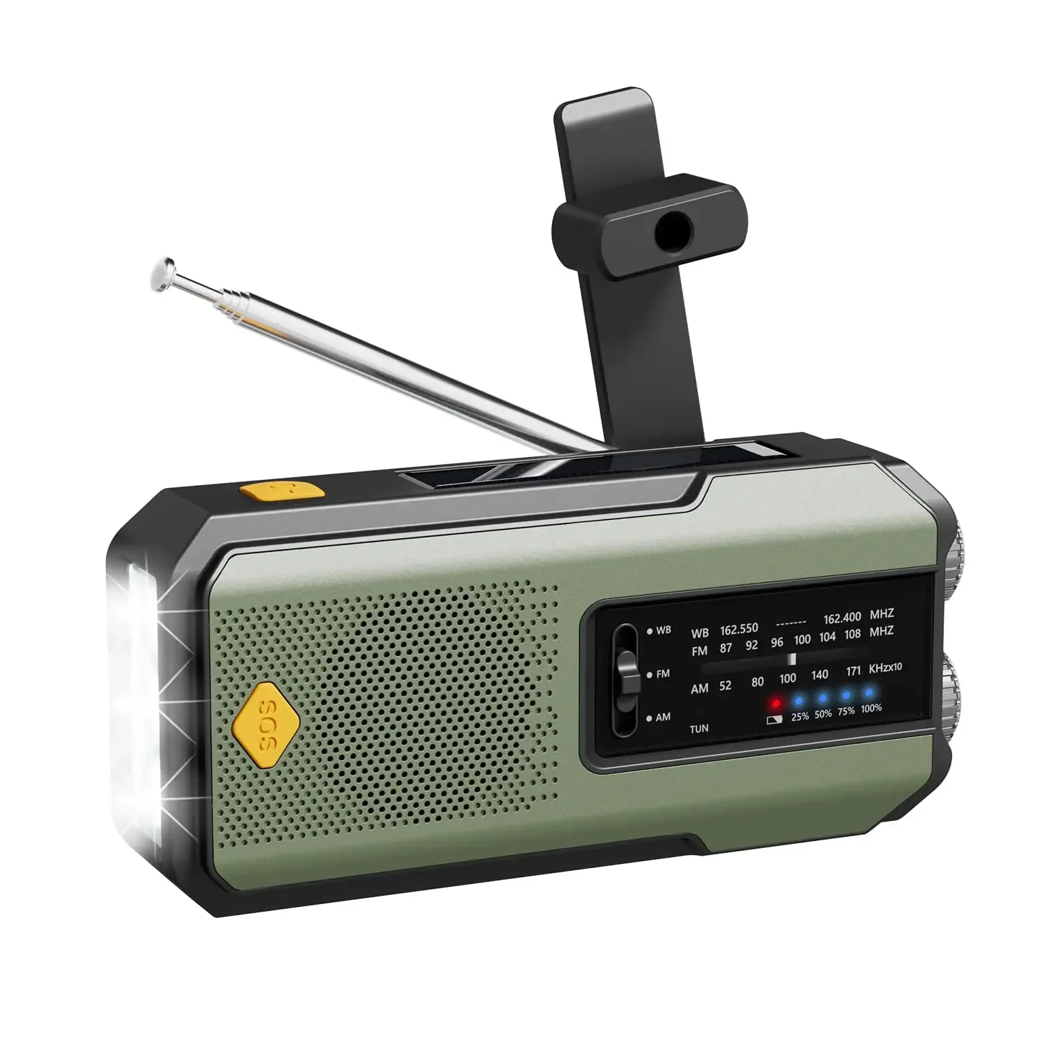 

Portable Mini Hand Crank Radio with 2000mAh Power Bank Solar & FM/AM Speaker Emergency SOS Flashlight Kit