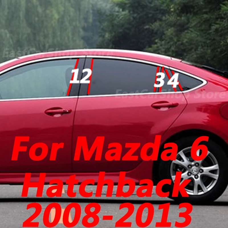 

Наклейка на окно для Mazda 6 Hatchback 2013, 2012, 2011, автомобильная Колонка B C, средняя Центральная колонна, PC, аксессуары, 2008-2010