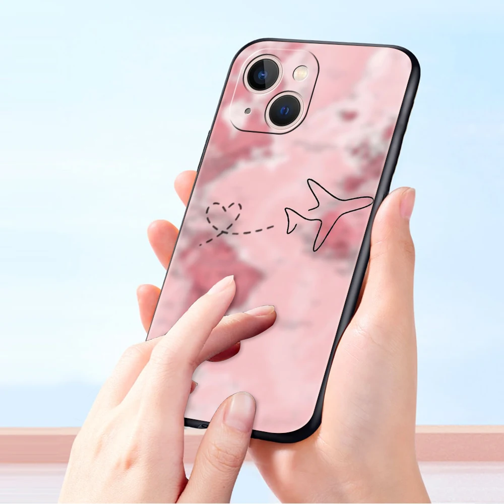 

Phone Case Cover for iPhone 16 15 14 13 12 Pro Max 16e 11 Pro Max 7 8 Plus XS Soft TPU Shell Travel-Inspired Airplane Route Bags