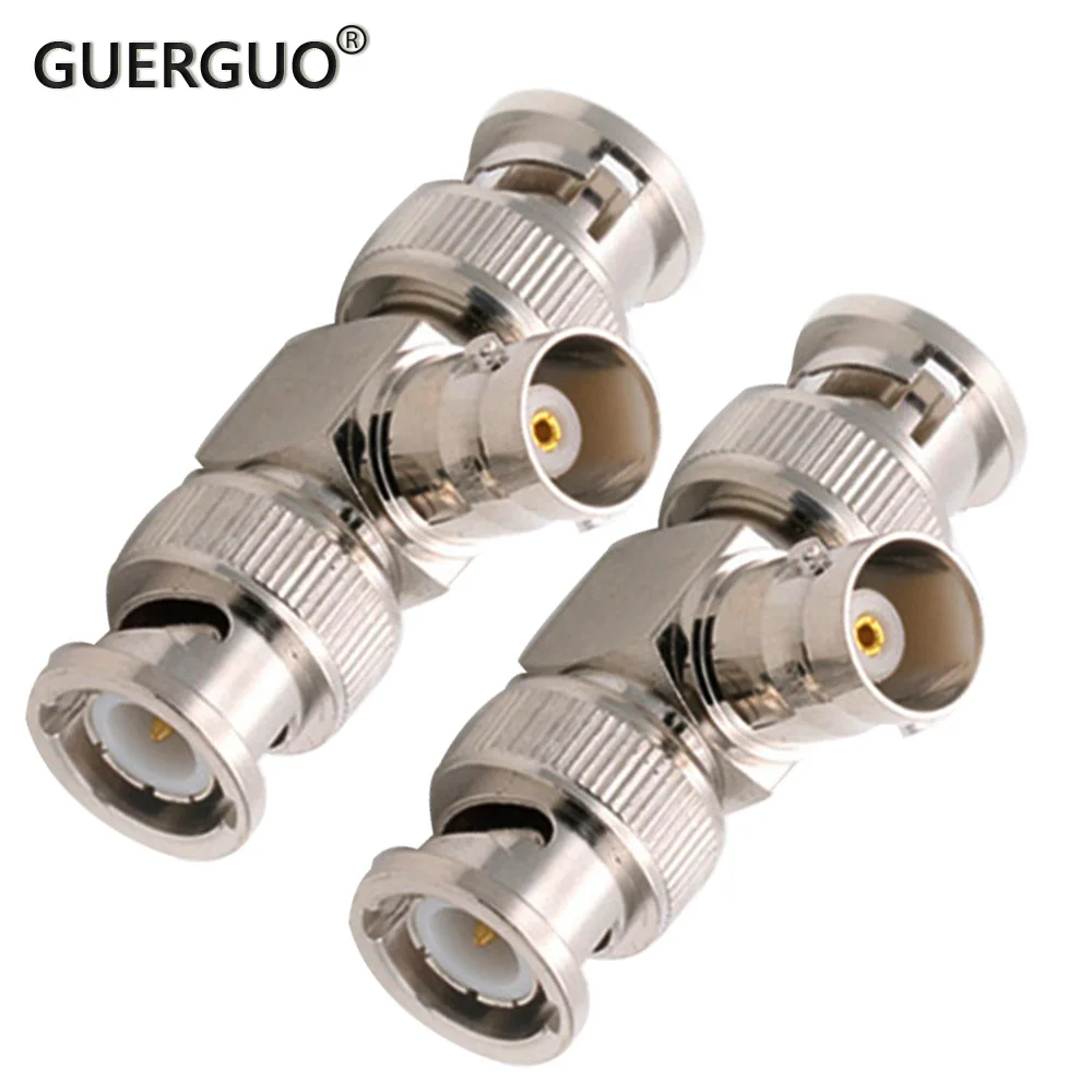 

1PC BNC Connector Q9 BNC Female To BNC Male Tee Type 3way 4way Splitter 2x Double Male Type Brass