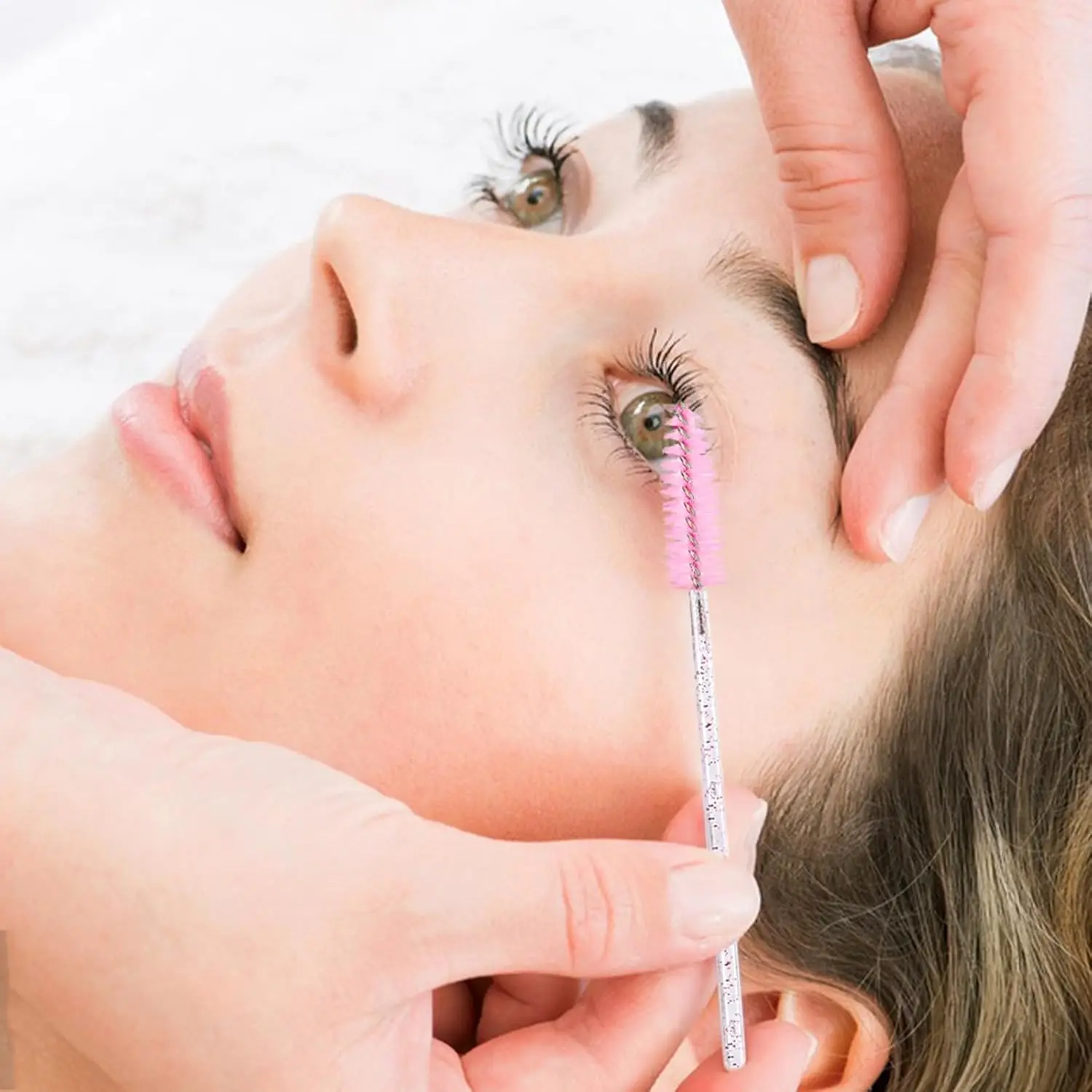 2025 Trend 200 Uds extensiones y maquillaje varitas de rímel de aseo-manguitos de pestañas, cepillo de cejas de cristal para pestañas desechables