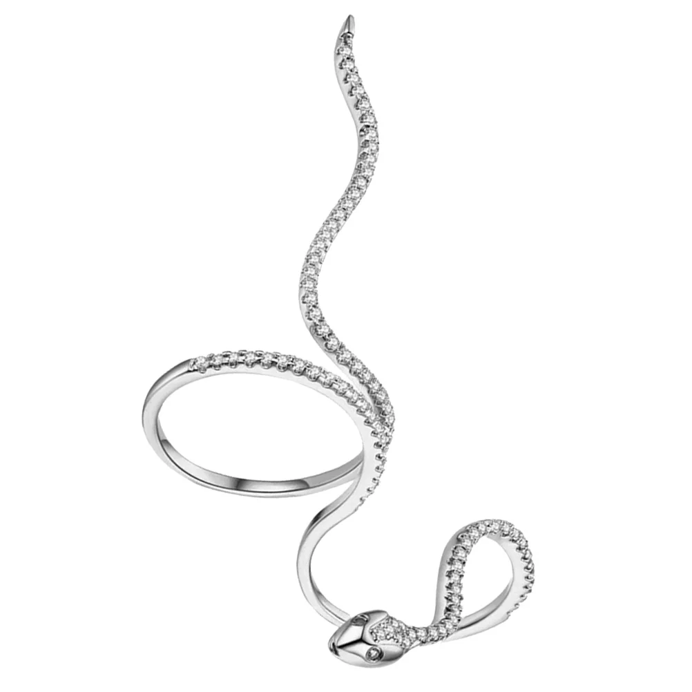 

Snake Split Ring Fine Workmanship Alloy Crystal Elegant Finger Decor Women Jewelry Serpentine Opening Rings Accessory Perfect