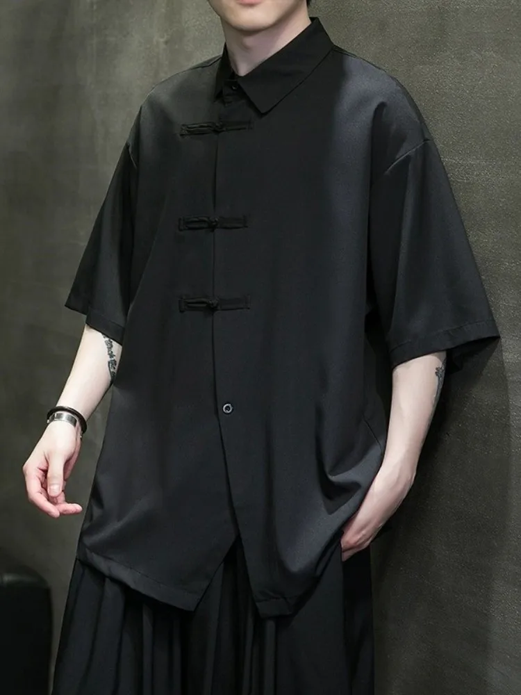 

Ice Silk Button up irt Men's Summer ort Sve Loose Fit Youth Trend Chinese Sle Clothing ort Sve irt Summer