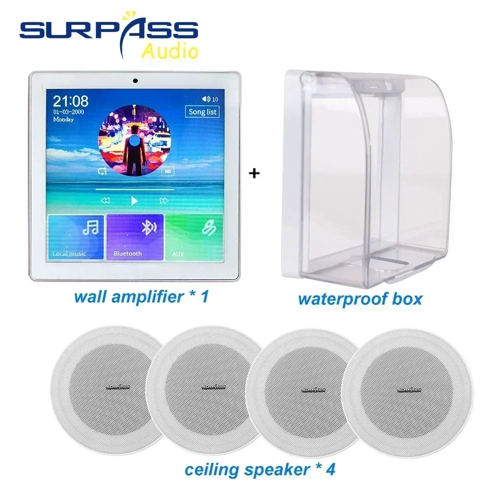 Bluetooth Wandversterker Smart Home Audio Mini Touchscreen 4*20W Stereogeluid Muziek PA-systeem Luidspreker Plafondluidspreker pak