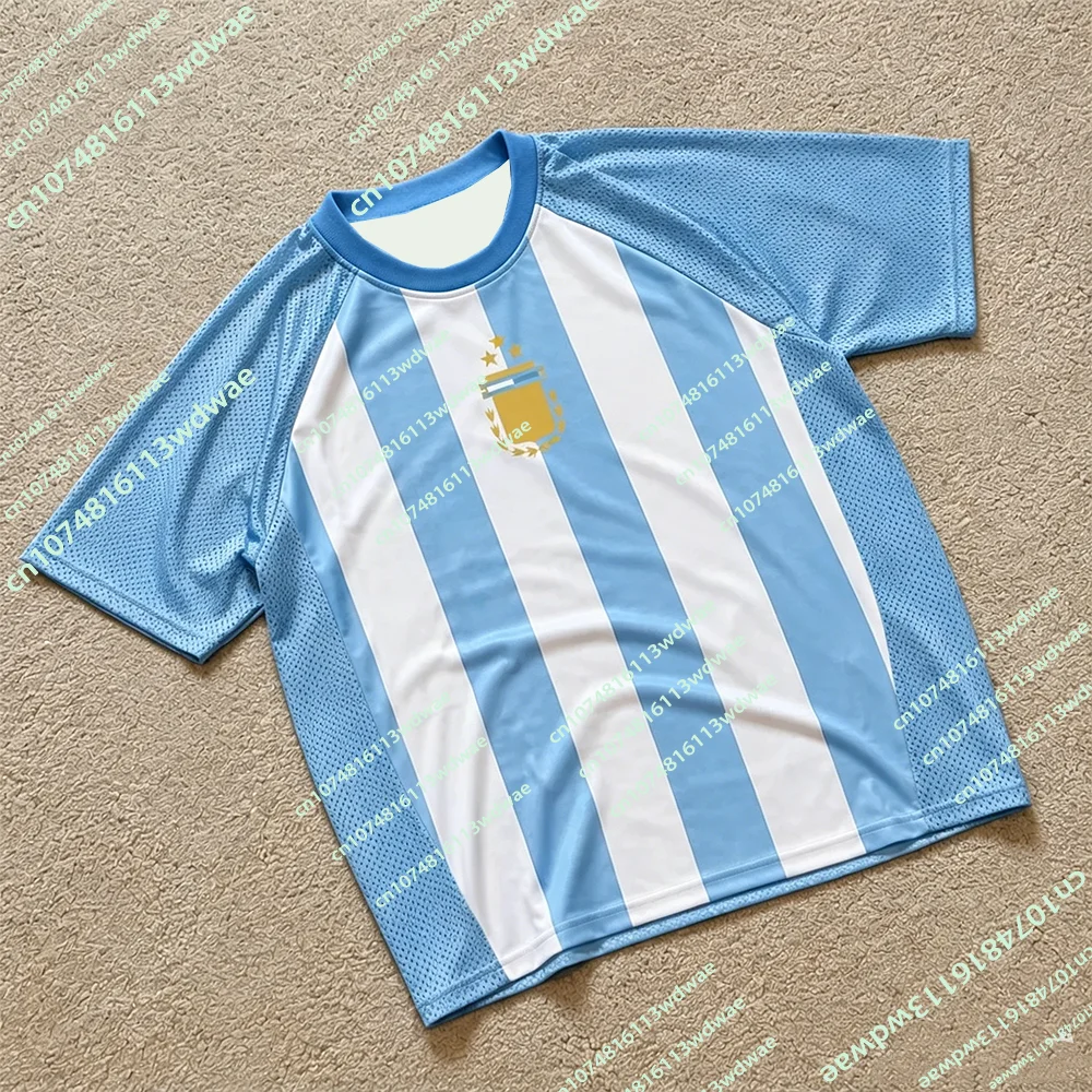 Camiseta de Fútbol Argentina 2026, Azul y Blanca a Rayas, Estilo Retro, Camiseta de la Selección Argentina para Hombre, Niños y Familiares