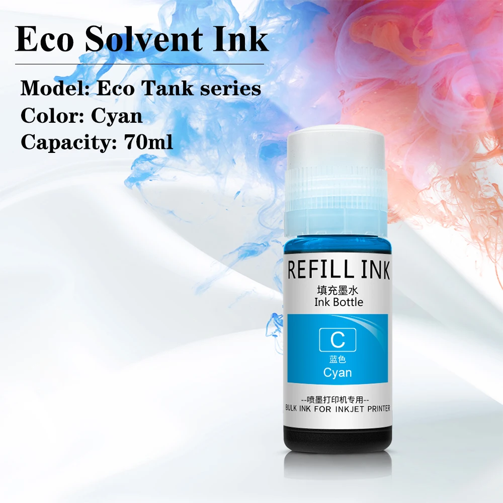 003 ET 70ml Eco solvent ink for epson ET-2720 ET-2760 ET-4700 ET-4760 ET-1500 WF3620 WF3640 WF7610 WF7620 WF7710 WF7720 printer